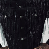 Johnny Stretch Velvet Trucker Jacket Tassels