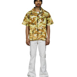 Robbie Camo Print Bowling Shirt