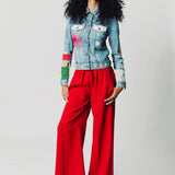 Estelle Virgin Wool Pintuck Wide Leg Pant