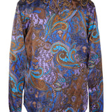 Stevie/Embellished Silk Charmeuse Western Shirt