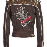 Cindy/Embellished Caravaggio Leather Moto Jacket