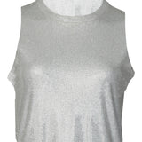 Tina/Small Crystal Jersey Cropped Tank Top