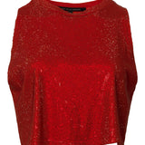 Tina/Small Crystal Jersey Cropped Tank Top