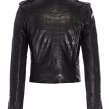 Cindy/Stretch Croco Leather Moto Jacket