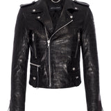 Cindy/Stretch Croco Leather Moto Jacket