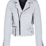 Cindy/Stretch Croco Leather Moto Jacket