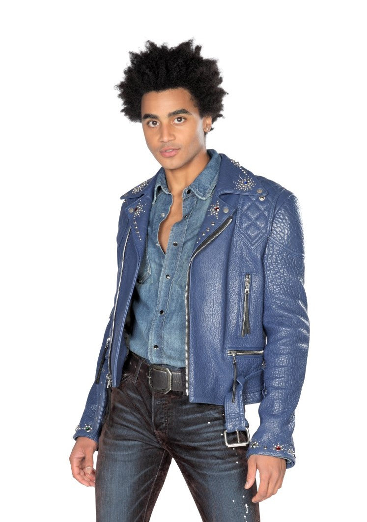 Vinny-Embellished Caravaggio Leather Moto Jacket