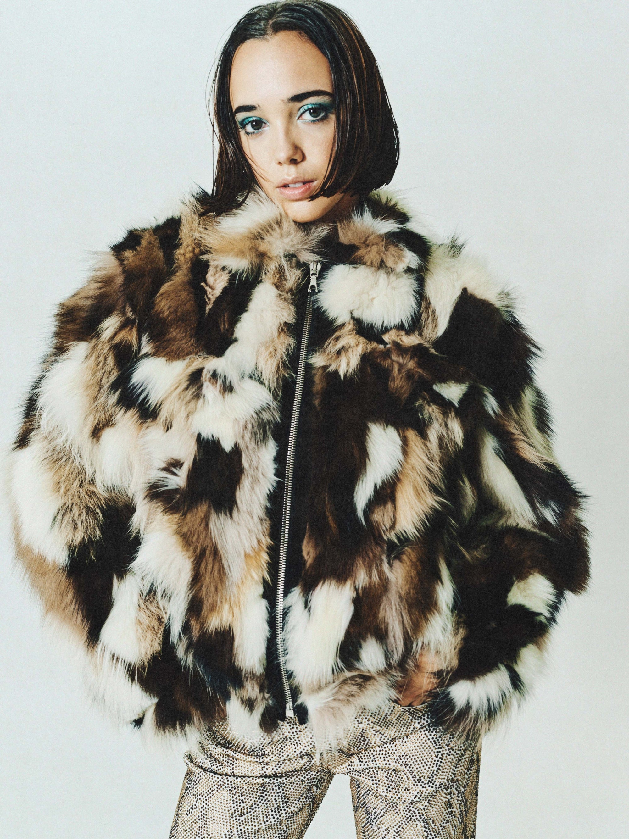 Sandy Fur Biker Jacket