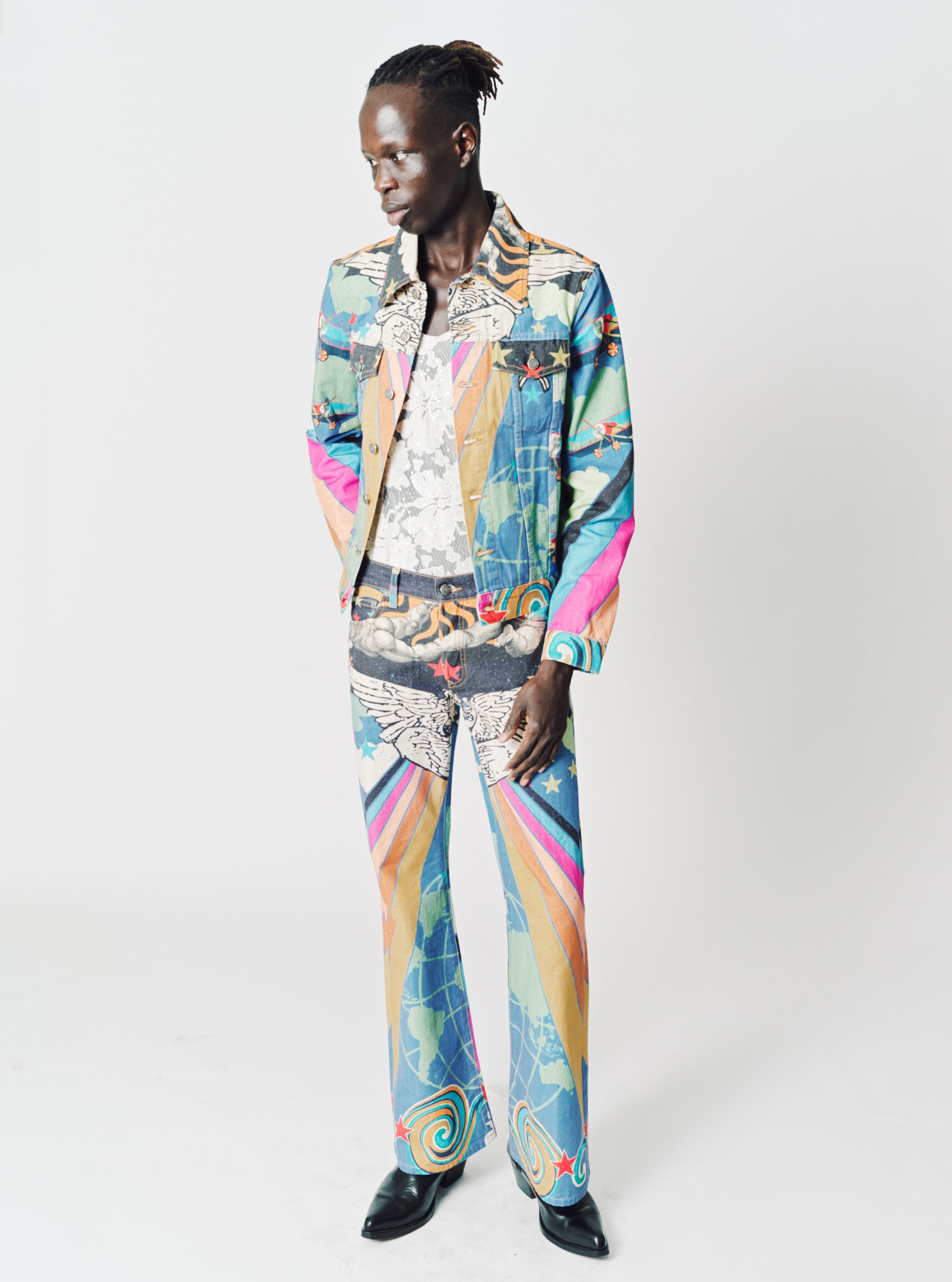 Johnny - Circus Print Angel Trucker Jacket