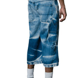 GRAYSON CRISPY DENIM PALM DEVILS PAINTER SHORT