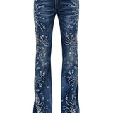 Jimmy Mosaic Embellished Sioux Denim Low Rise Flare