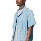 CEDRO RIGID PRESHUNK DENIM PLEATED POCKET SHIRT