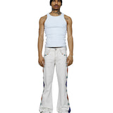 Jimmy Embellished Ecru Twill Flare Pants