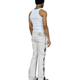 Jimmy Embellished Ecru Twill Flare Pants