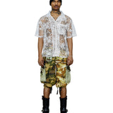 Marco Embellished Camo Printed  Cargo Short