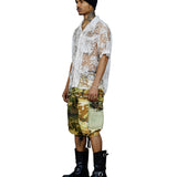 Marco Embellished Camo Printed  Cargo Short