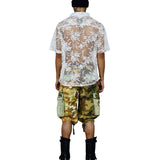 Marco Embellished Camo Printed  Cargo Short