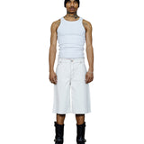 Zander White Coated Denim Shorts