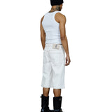 Zander White Coated Denim Shorts