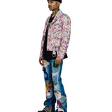 Hudson Hair On Floral Leather Moto Jacket