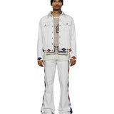 Johnny Ecru Twill Embellished Trucker Jacket