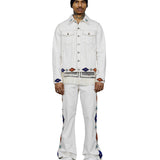 Johnny Ecru Twill Embellished Trucker Jacket
