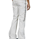 Jimmy Embellished Ecru Twill Flare Pants