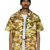 Robbie Camo Print Bowling Shirt