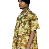Robbie Camo Print Bowling Shirt