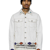 Johnny Ecru Twill Embellished Trucker Jacket