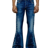 Jimmy Mosaic Embellished Sioux Denim Low Rise Flare