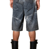 ZANDER CRYSTAL RIGID DENIM BAGGY SHORT