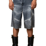 ZANDER CRYSTAL RIGID DENIM BAGGY SHORT