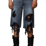 ZANDER BLACK RIDGID DENIM BAGGY SHORT