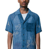 ROBBIE WASHED LINEN EMB BOWLING SHIRT
