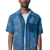 ROBBIE WASHED LINEN EMB BOWLING SHIRT