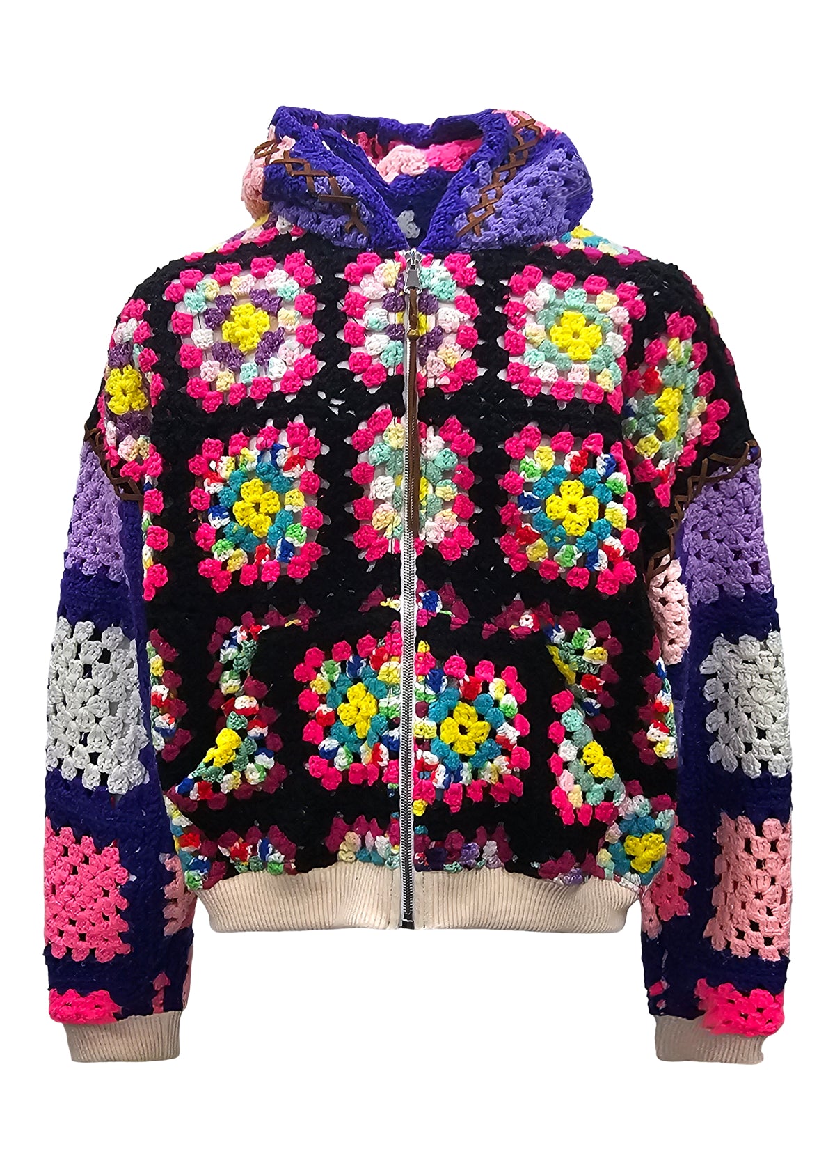 Lydia One Of A Kind Square Flower Crotchet Hoodie