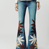 Britney/Embellish Stretch Denim Mid Rise Flare