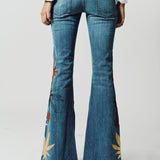 Britney/Embellish Stretch Denim Mid Rise Flare