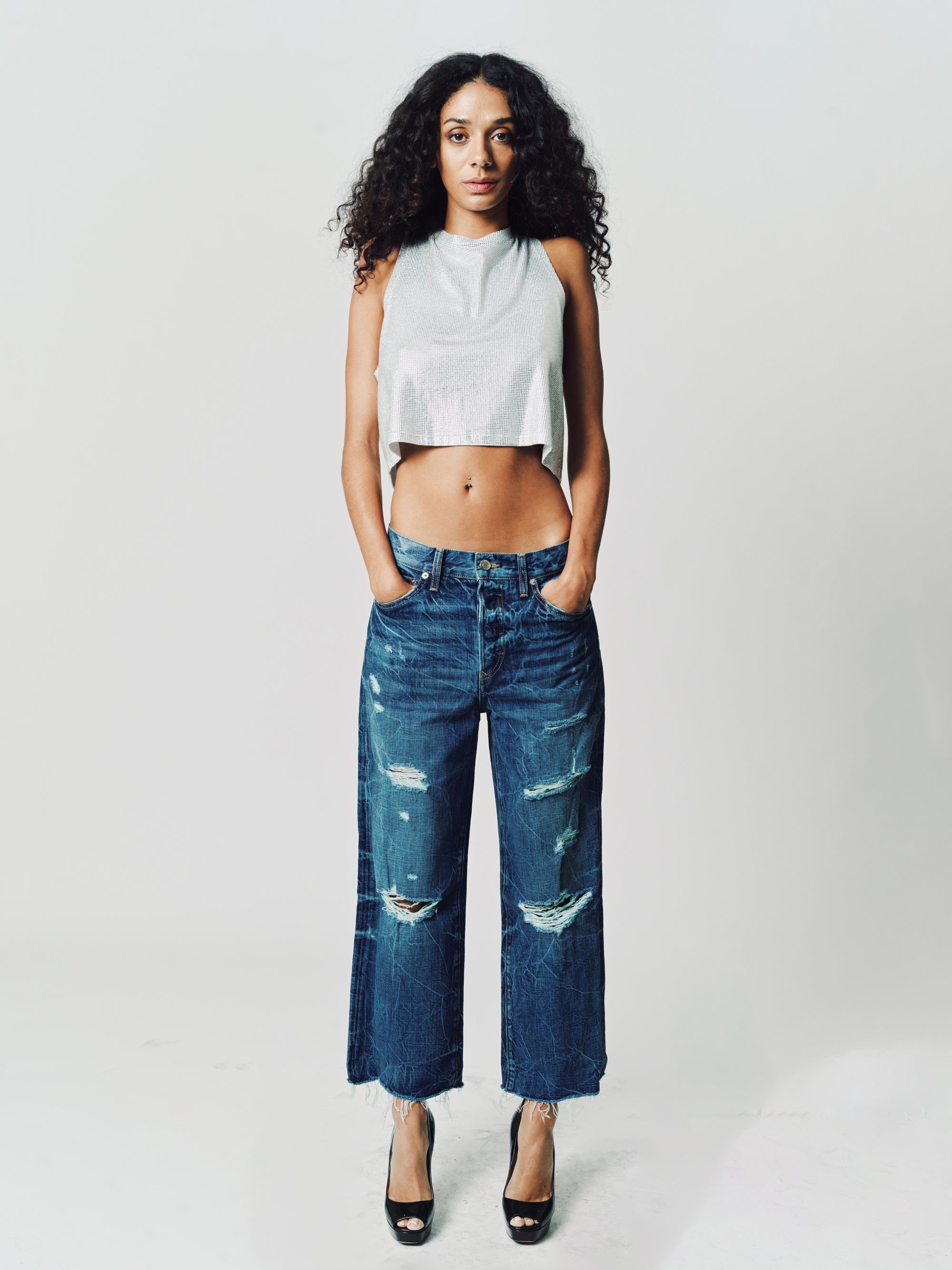 Carrie/Crispy Denim Relaxed Crop