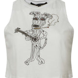 Tina Embellished Dog Jamming Cotton Cropped Tank