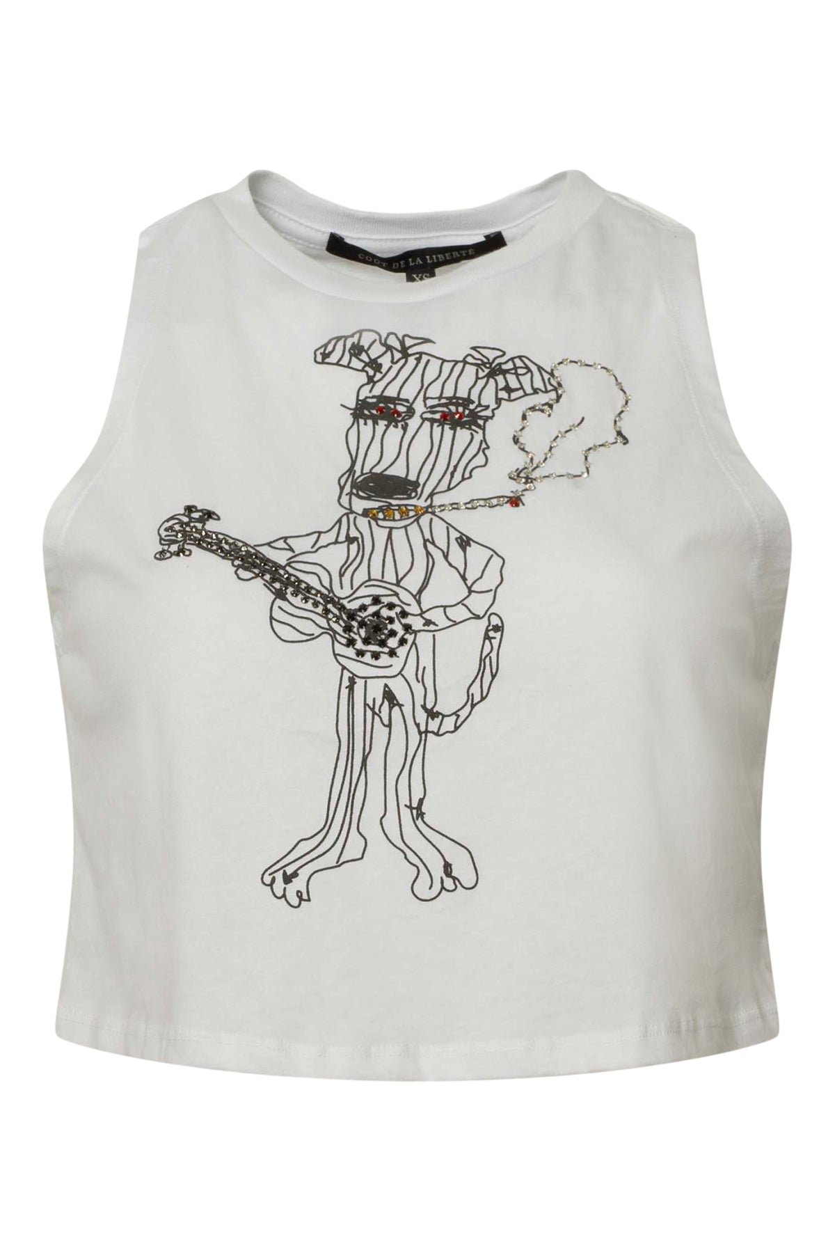 Tina/Embellished Dog Jamming Cotton Cropped Tank