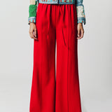 Estelle - Virgin Wool Pintuck Wide Leg Pant