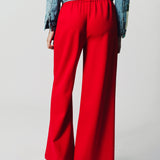 Estelle - Virgin Wool Pintuck Wide Leg Pant