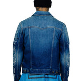 JOHNNY MOSAIC EMBELLISHED SIOUX DENIM TRUCKER JACKET