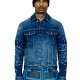 Johnny Mosaic Embellished Sioux Denim Trucker Jacket