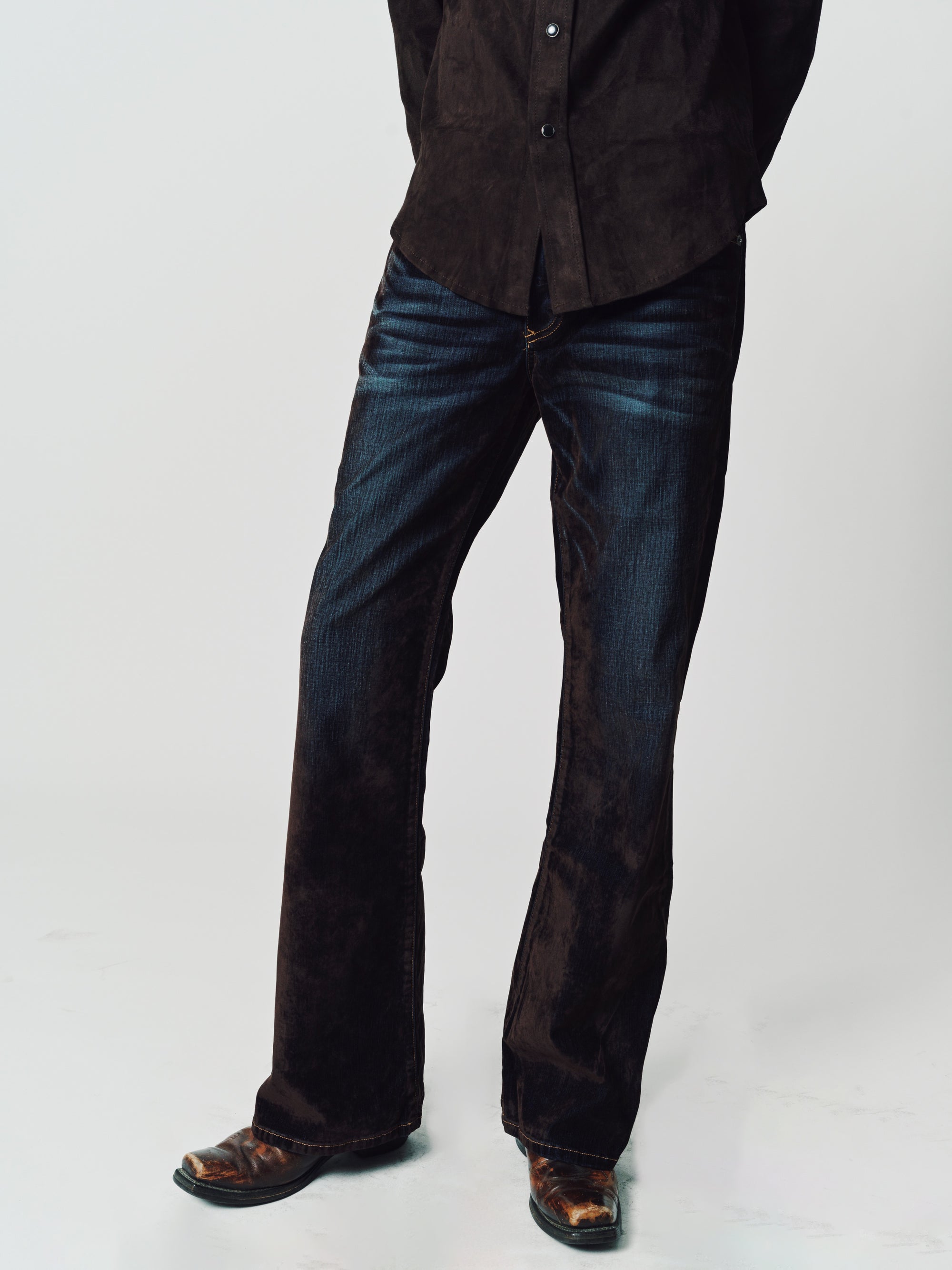 Jimmy-Stretch Suede Denim Flare