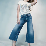 Tyra Stretch Denim Cropped Gaucho