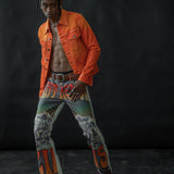 Jimmy/Roses Print Canvas Flare Pants