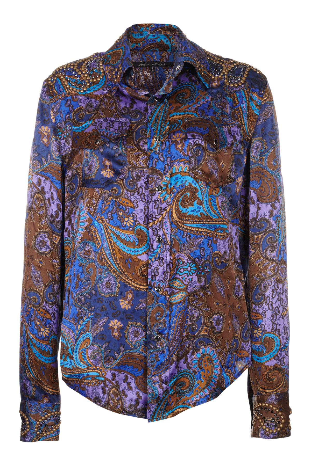 Stevie/Embellished Silk Charmeuse Western Shirt